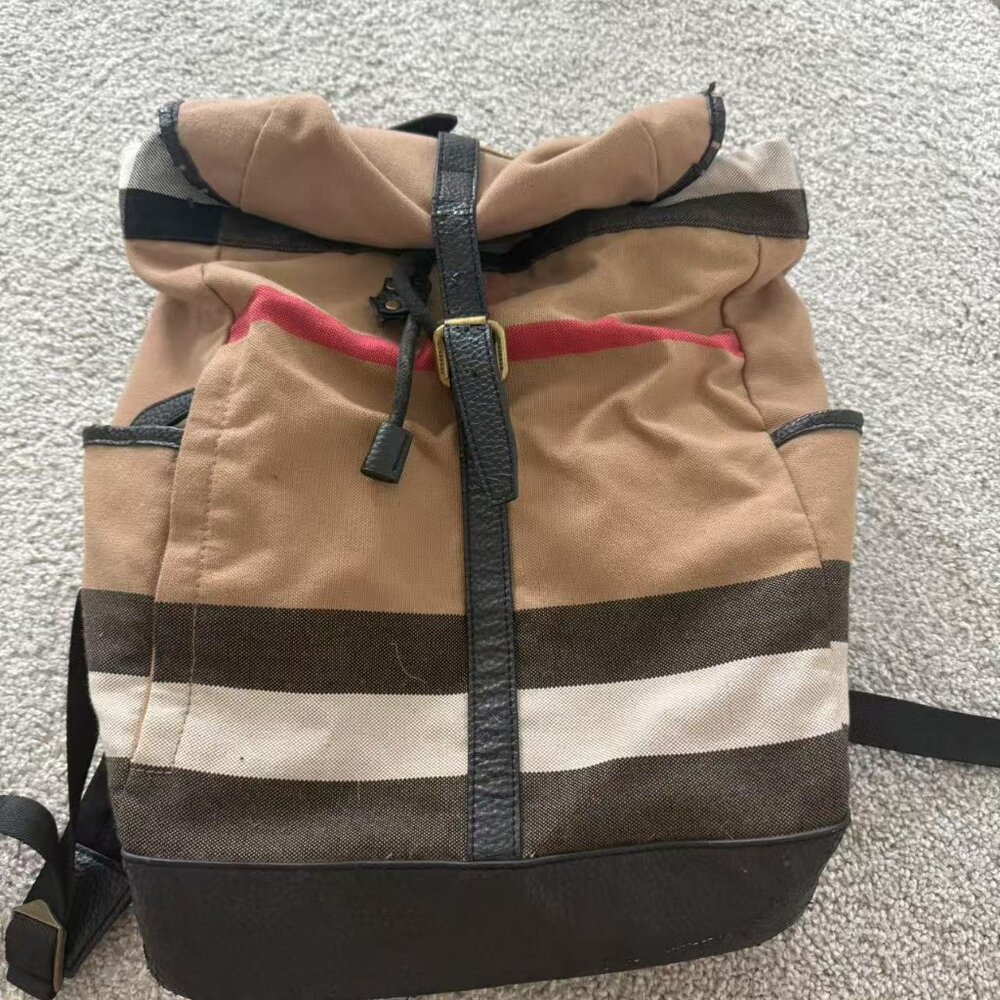 (Original $745) Burberry Check Backpack (USED FAIR CONDITION)